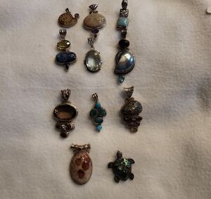 12 Piece Silver and Gemstone Pendant Collection